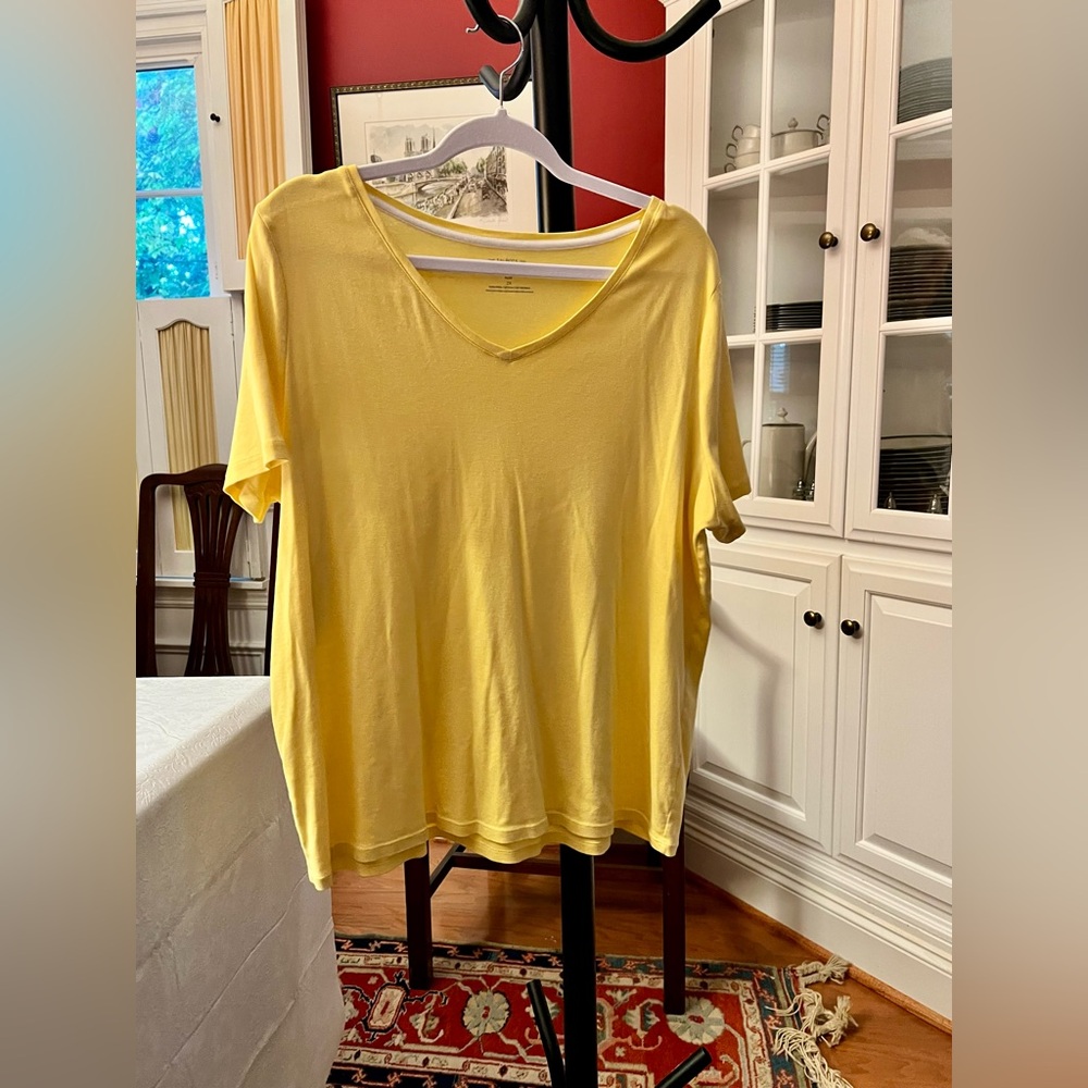 Talbots Bright Yellow V-Neck Short Sleeve Tee